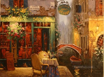 Street Shops Painting - Quiet of Venice shops
